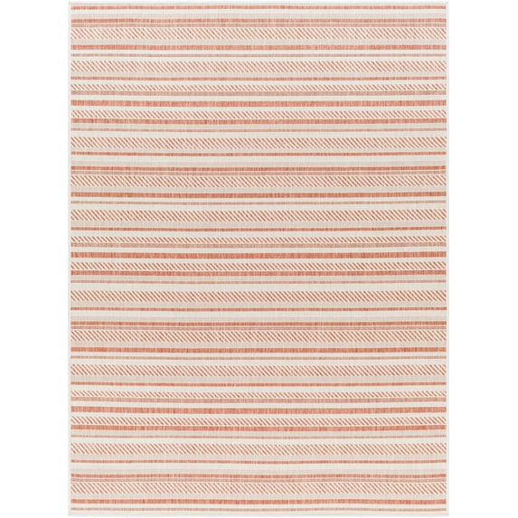 Boutique Rugs Garan Contemporary Geometric Area Rug - Modern Minimalist Striped Carpet for Living Room, Patio, Terrace - Outdoor Safe - Peach, Pink, Cream - 2' x 2'11"