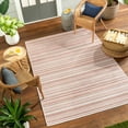 thumbnail image 1 of Boutique Rugs Garan Contemporary Geometric Area Rug - Modern Minimalist Striped Carpet for Living Room, Patio, Terrace - Outdoor Safe - Peach, Pink, Cream - 7'10" Square, 1 of 10