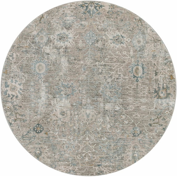BoutiqueRugs Gilmanton Traditional Area Rug - Medium Gray, Peach, Taupe - 6'7" Round