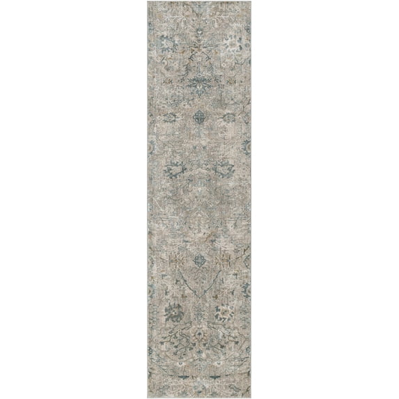 BoutiqueRugs Gilmanton Traditional Runner Rug - Medium Gray, Peach, Taupe - 2'7" x 10' Runner
