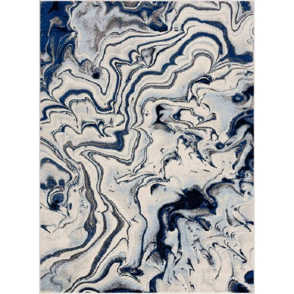 BoutiqueRugs Glendon Traditional Medium Pile Marble Area Area Rug - Blue, Charcoal, Teal - 2' x 2'11"