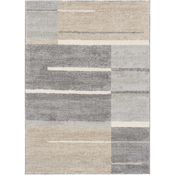 BoutiqueRugs Glouster Contemporary Area Rug - Gray, Taupe, Light Gray - 5'3" x 7'3"