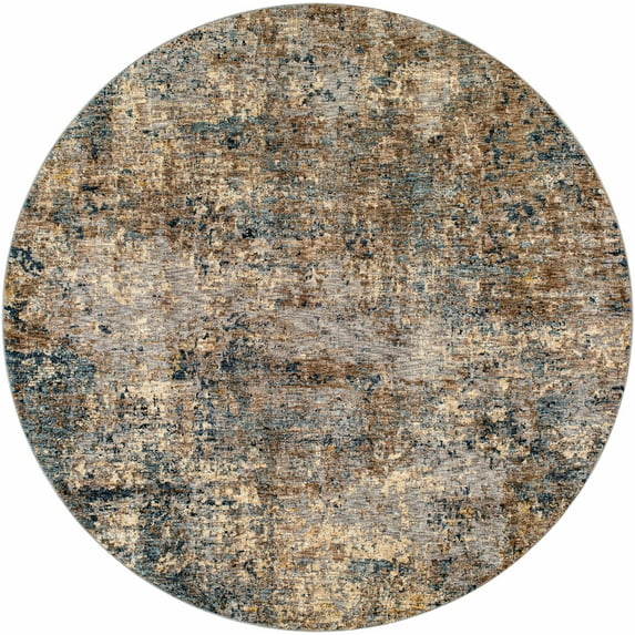 BoutiqueRugs Gorokan Contemporary Area Rug - Navy, Denim, Cream - 5'3" Round