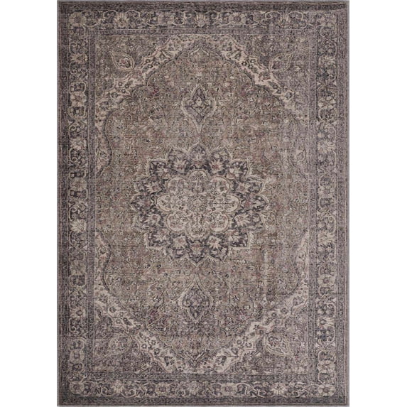 BoutiqueRugs Greenpoint Cotton Blend Boho Medallion Extra Large Area Rug -Traditional Floral Carpet for Living Room, Bedroom, Dining Room - Machine Washable - Green, Gray, Brown - 10' x 14'