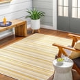thumbnail image 1 of Boutique Rugs Grian Contemporary Geometric Area Rug - Modern Minimalist Striped Carpet for Living Room, Patio, Terrace - Outdoor Safe - Yellow, Mustard, Cream - 6'7" Square, 1 of 7