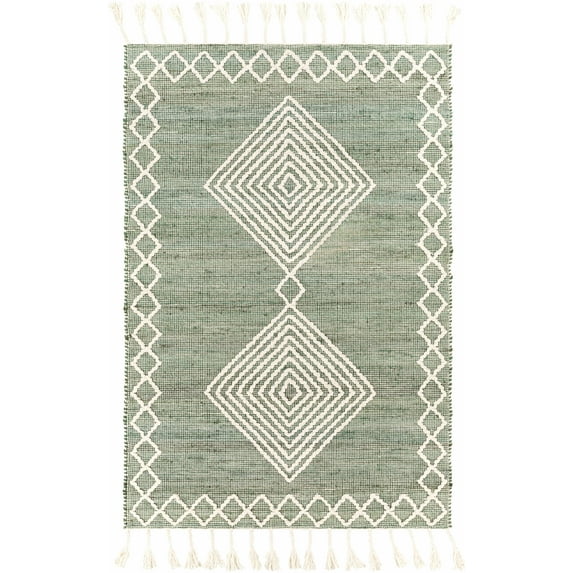 BoutiqueRugs Guiuan Bohemian, Transitional Area Rug - Medium Green, Cream - 8'10" x 12'