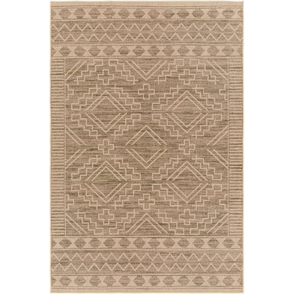 BoutiqueRugs Halle Traditional, Transitional Area Rug - Machine Washable - White Thatch, Walnut, Multi Brown - 5' x 8'