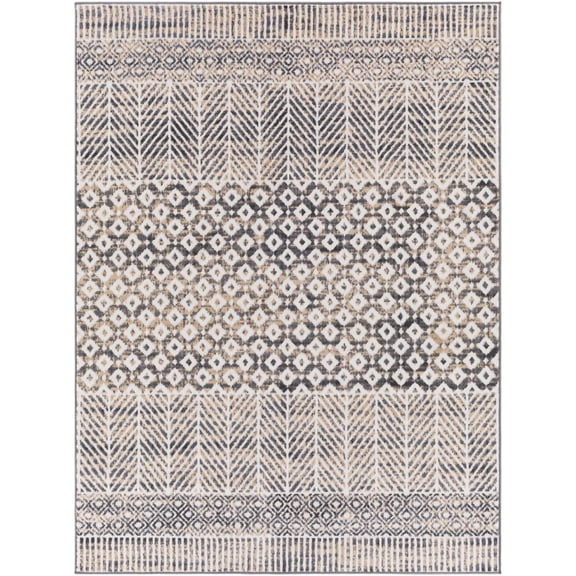 BoutiqueRugs Hassocks Bohemian High Traffic Area Area Rug - Tan, Charcoal, Light Gray - 5'3" x 7'