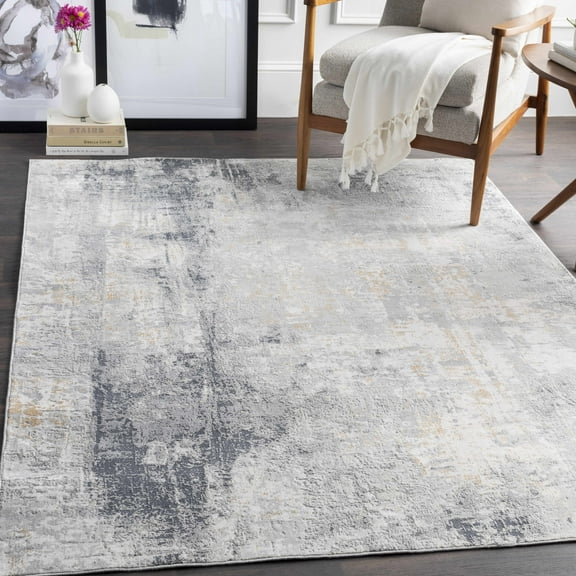 BoutiqueRugs Hayle Contemporary Area Rug - LightGray, Slate Blue, Mustard - 18" x 18" Sample