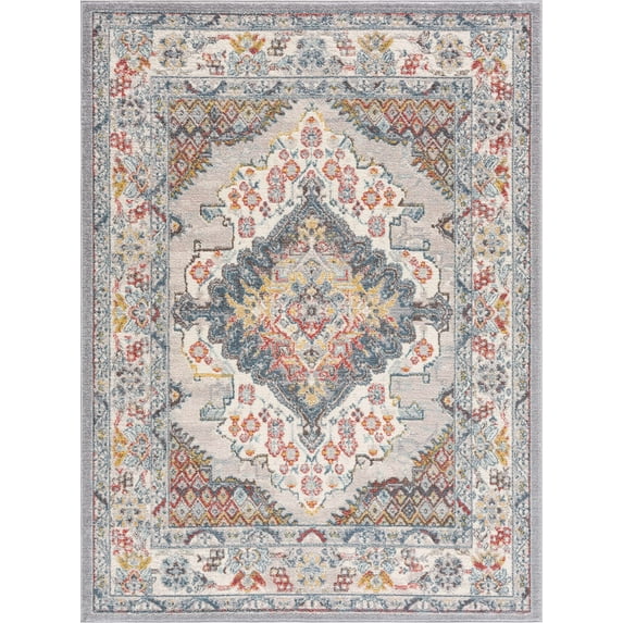 BoutiqueRugs Haymond Traditional Area Rug - Brick Red, Charcoal, Cream - 2' x 2'11"