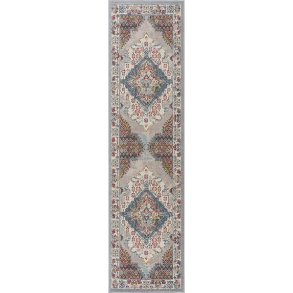BoutiqueRugs Haymond Traditional Runner Rug - Brick Red, Charcoal, Cream - 2'7" x 7'3" Runner
