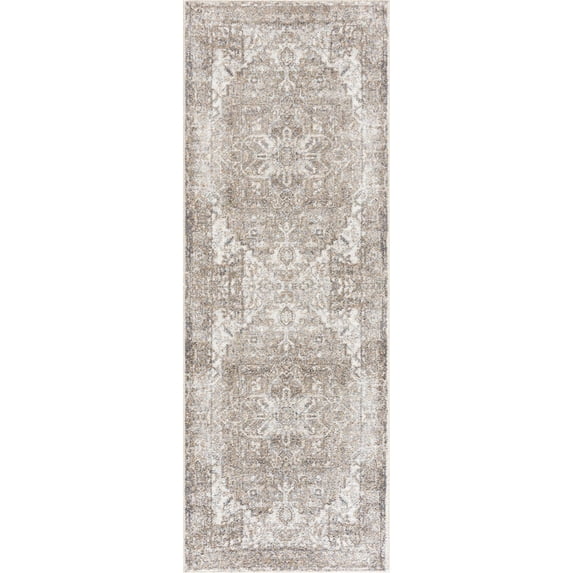 BoutiqueRugs Hera Farmhouse Runner Rug - Machine Washable - Blue, Brown, Tan - 2'7" x 10' Runner