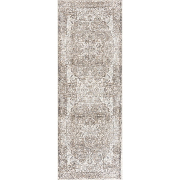 Boutique Rugs Hera Farmhouse Runner Rug - Machine Washable - Blue, Brown, Tan - 2'7" x 7'3" Runner