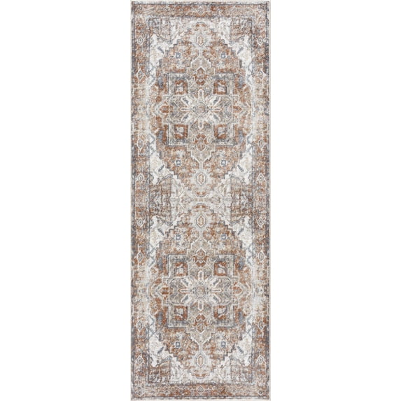 Boutique Rugs Hera Farmhouse Runner Rug - Machine Washable - Dark Blue, Light Blue, Off White - 2'7" x 10' Runner