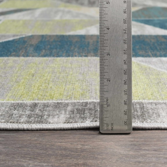 BoutiqueRugs Hessel Contemporary Area Rug - Teal, Light Green, Yellow - 5'3" x 7'7"