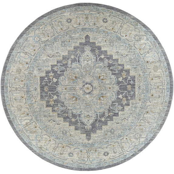 BoutiqueRugs Highgale Gray&Blue Style Area Rug - Light Gray, Gray, Medium Gray - 6'7" Round