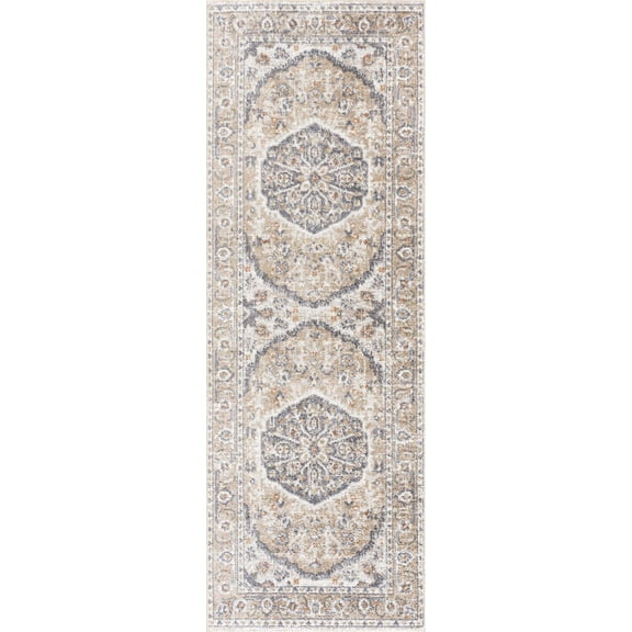 Boutique Rugs Hiti Farmhouse Runner Rug - Machine Washable - Blue, Olive, Tan - 2'7" x 7'3" Runner