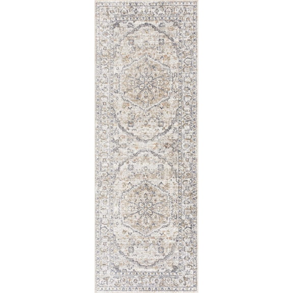 BoutiqueRugs Hiti Farmhouse Runner Rug - Machine Washable - Blue, Tan, Cream - 2'7" x 7'3" Runner