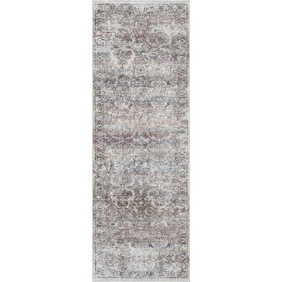 BoutiqueRugs Holli Oriental Medallion Runner Rug - Vintage Traditional Floral Carpet for Hallway, Kitchen - Machine Washable - Olive, Green, Cream - 2'7" x 7'3" Runner