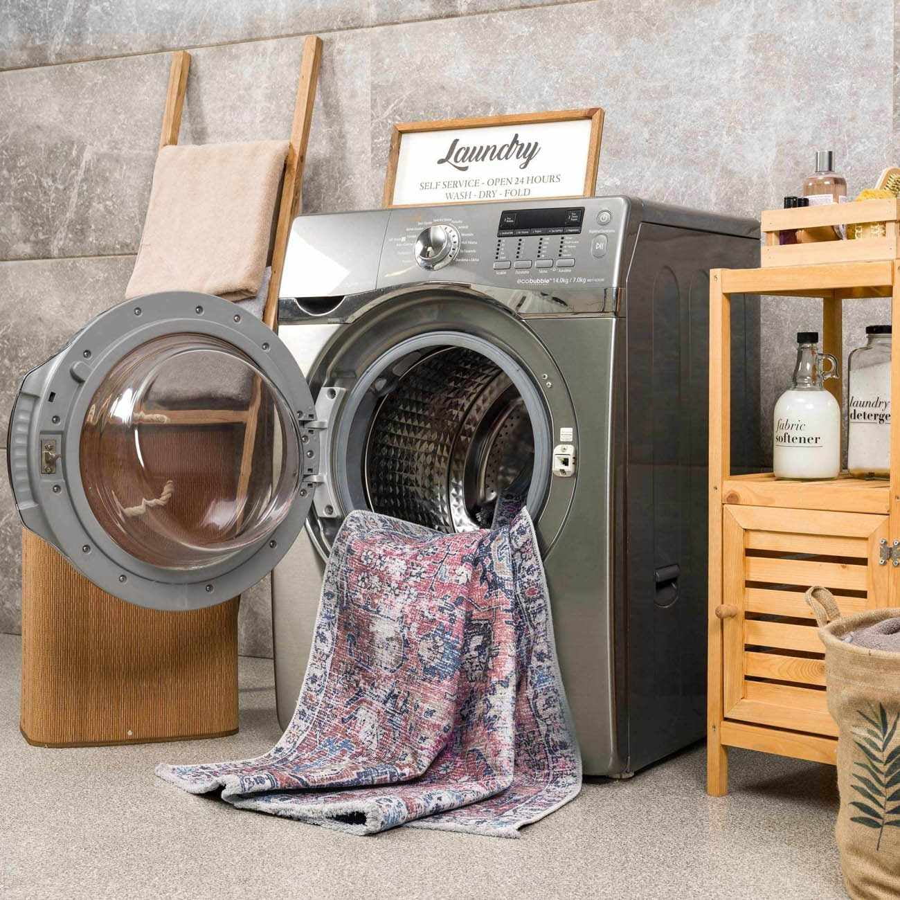 BoutiqueRugs Holli Washable Vintage Runner Rug - Machine Washable - Burgundy, Pale Pink, Olive - 2'7" x 10' Runner