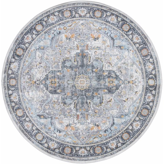 BoutiqueRugs Hovan Traditional Area Rug - Light Gray, Cloud Gray, Dark Gray - 7'10" Round