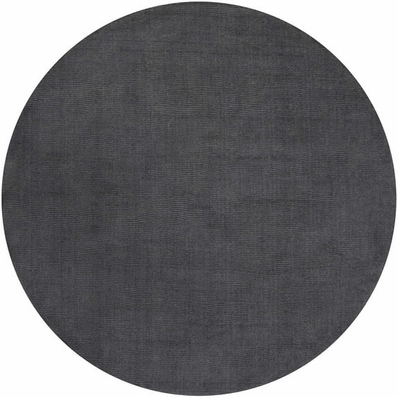 BoutiqueRugs Hughson Boho Hand Loomed Wool Natural Fiber Soft Area Rug - Modern Minimalist Solid Color Carpet for Living Room, Bedroom - Charcoal - 8' Round