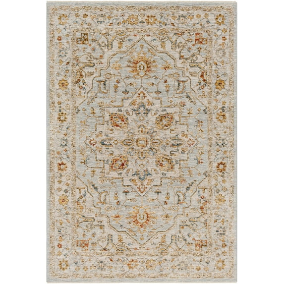 BoutiqueRugs Huguley Traditional Area Rug - Light Gray, Cream, Denim - 7'5" x 5'