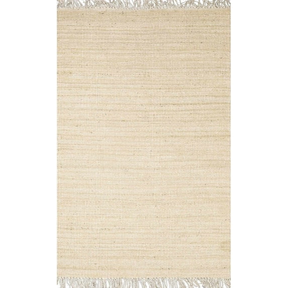 BoutiqueRugs Iantha Bohemian Natural Jute Extra Large Area Rug - Farmhouse Hand Woven Tassel Carpet for Living Room, Bedroom - Ivory, Cream, Beige - 9' x 13'
