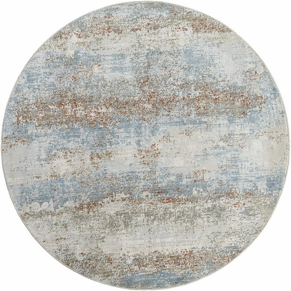 BoutiqueRugs Idoya Contemporary Area Rug - Light Gray, Driftwood, Dark Beige - 5'3" Round
