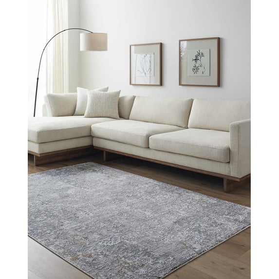 BoutiqueRugs Ifama Contemporary Runner Rug - Natural Gray, Eggplant, Smoke - 2'7" x 10' Runner