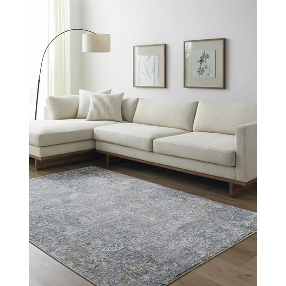 BoutiqueRugs Ifama Contemporary Runner Rug - Natural Gray, Eggplant, Smoke - 2'7" x 7'3" Runner