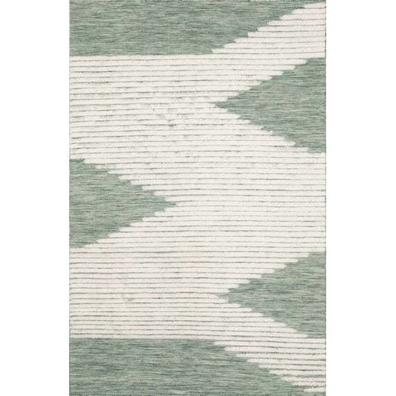 BoutiqueRugs Igcocolo Boho Hand Woven Wool Natural Fiber Soft Area Rug - Traditional Geometric Moroccan Carpet for Living Room, Bedroom, Dining Room - Sage, Green, Cream - 6' x 9' (6x9 Area Rug)