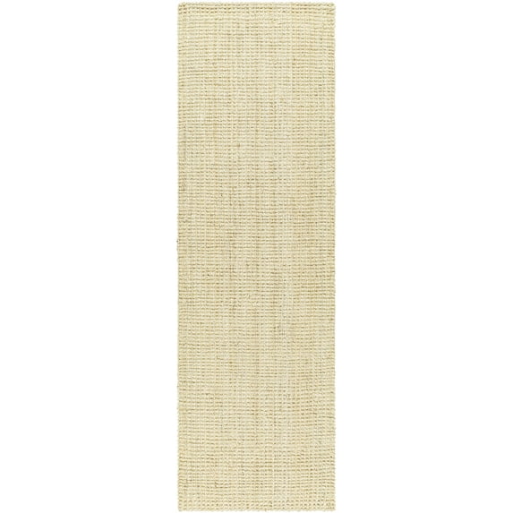 Boutique Rugs Ilana Braided Bohemian Natural Jute Runner Rug - Farmhouse Bleached Hand Woven Tassel Carpet for Hallway, Kitchen, Kids Room - White, Cream, Sage - 2'6" x 14' Runner