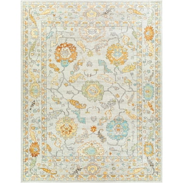 BoutiqueRugs Inala Traditional Area Rug - Outdoor Safe - Ivory, Mustard, Light Slate - 5'3" x 7'3"