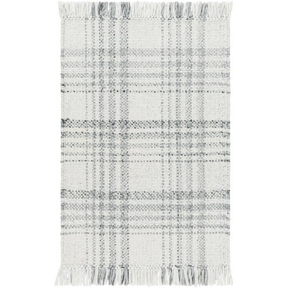 BoutiqueRugs Inara No Pile Hand Woven Plaid Area Area Rug - Light Gray, Dark Gray, Nickel - 8' x 10'