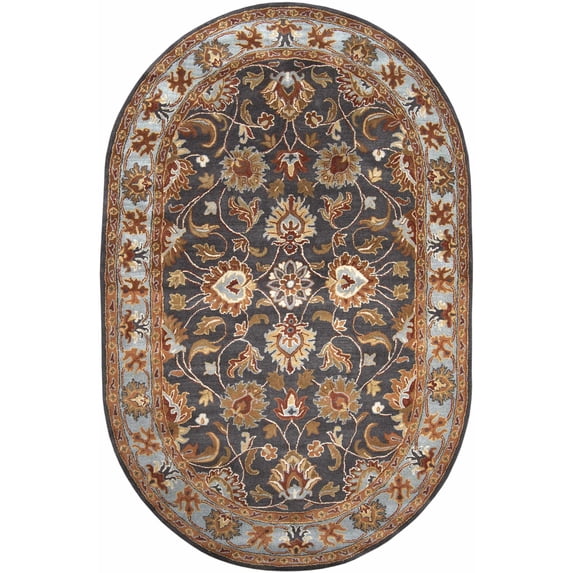 BoutiqueRugs Indianapolis Boho Hand Tufted Wool Natural Fiber Soft Area Rug - Traditional Floral Damask Carpet for Living Room, Dining Room - Taupe, Aqua, Green, Rust - 8' x 10' (8x10)