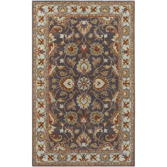BoutiqueRugs Indianapolis Boho Hand Tufted Wool Natural Fiber Soft Oversized Area Rug - Traditional Floral Damask Carpet for Living Room, Bedroom, Dining Room - Taupe, Aqua, Green, Rust - 10' x 14'