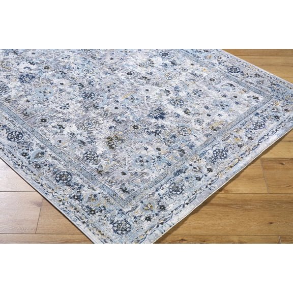 BoutiqueRugs Irida Traditional Area Rug - Light Gray, Royal Denim, Neutral - 6'7" Round