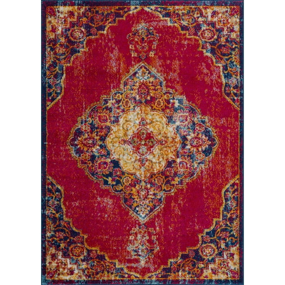 BoutiqueRugs Istanbul Farmhouse Area Rug - Red, Navy - 9' x 12'