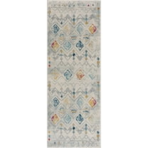 BoutiqueRugs Istanbul Farmhouse Runner Rug - Off White, Light Gray, Navy - 2'7" x 7'3" Runner