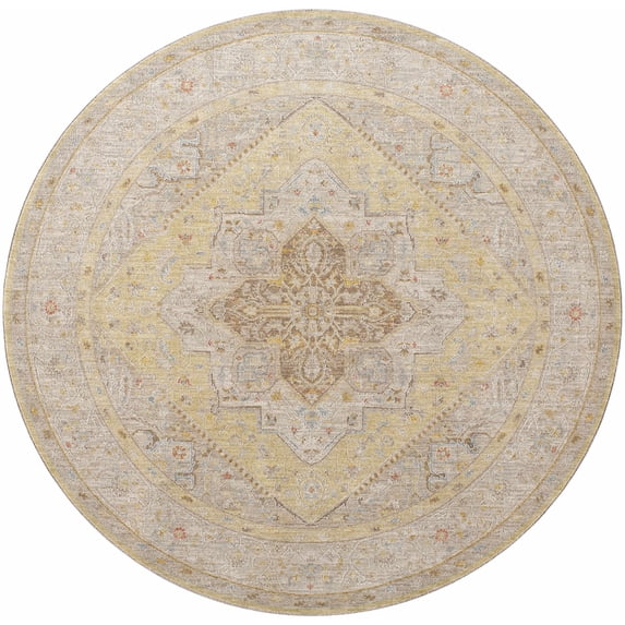 BoutiqueRugs Jago Traditional Area Rug - Olive, Taupe, Dark Brown - 7'10" Round