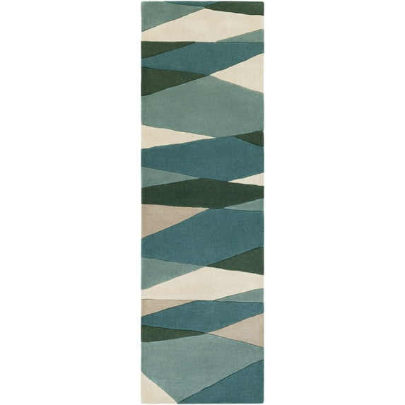 BoutiqueRugs Jarratt Contemporary Runner Rug - Sage, Green, Teal - 2'6" x 8' Runner