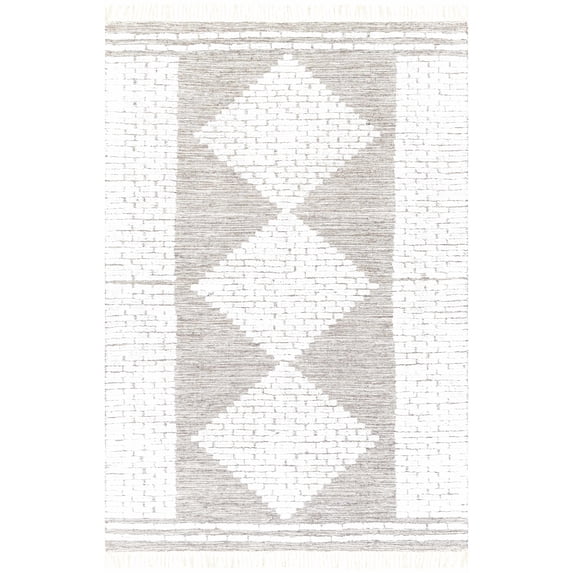 BoutiqueRugs Junction Bohemian, Transitional Area Rug - White, Dark Brown, Dark Red - 8' x 10'
