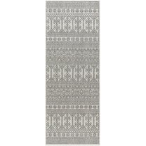 BoutiqueRugs Kalb Bohemian, Transitional Runner Rug - Outdoor Safe - Off White, Charcoal, Medium Gray - 2'7" x 7'3" Runner