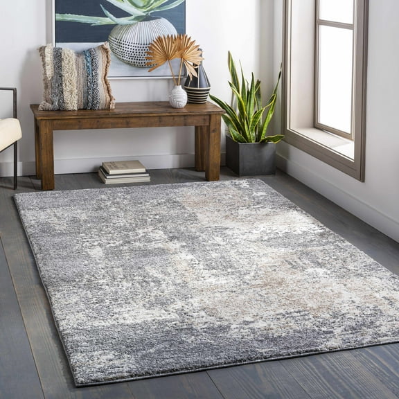 BoutiqueRugs Kanwal Contemporary Area Rug - Charcoal, Gray, Beige - 18" x 18" Sample