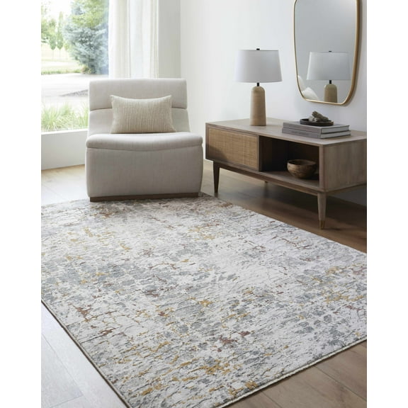 BoutiqueRugs Kasim Contemporary Area Rug - Light Gray - 18" x 18" Sample