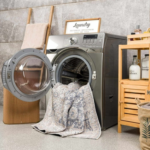 BoutiqueRugs Kayin Traditional Area Rug - Machine Washable - Silver - 18" x 18" Sample