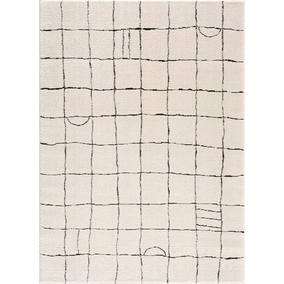 BoutiqueRugs Keanu Grid Shag Area Rug - Rose Cream - 7'10" x 10'