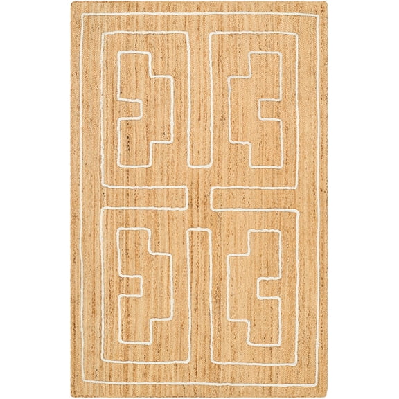 BoutiqueRugs Kees Contemporary Area Rug - Straw, Off White, Dark Beige - 2' x 3'
