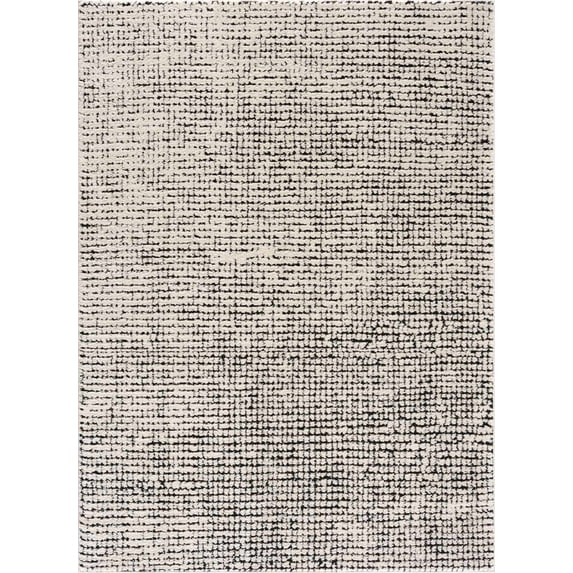 BoutiqueRugs Keita Contemporary Mosaic Area Rug - High Pile Fluffy Soft Shag Carpet for Living Room, Bedroom - Black and White - 8'10" x 12' (9x12)